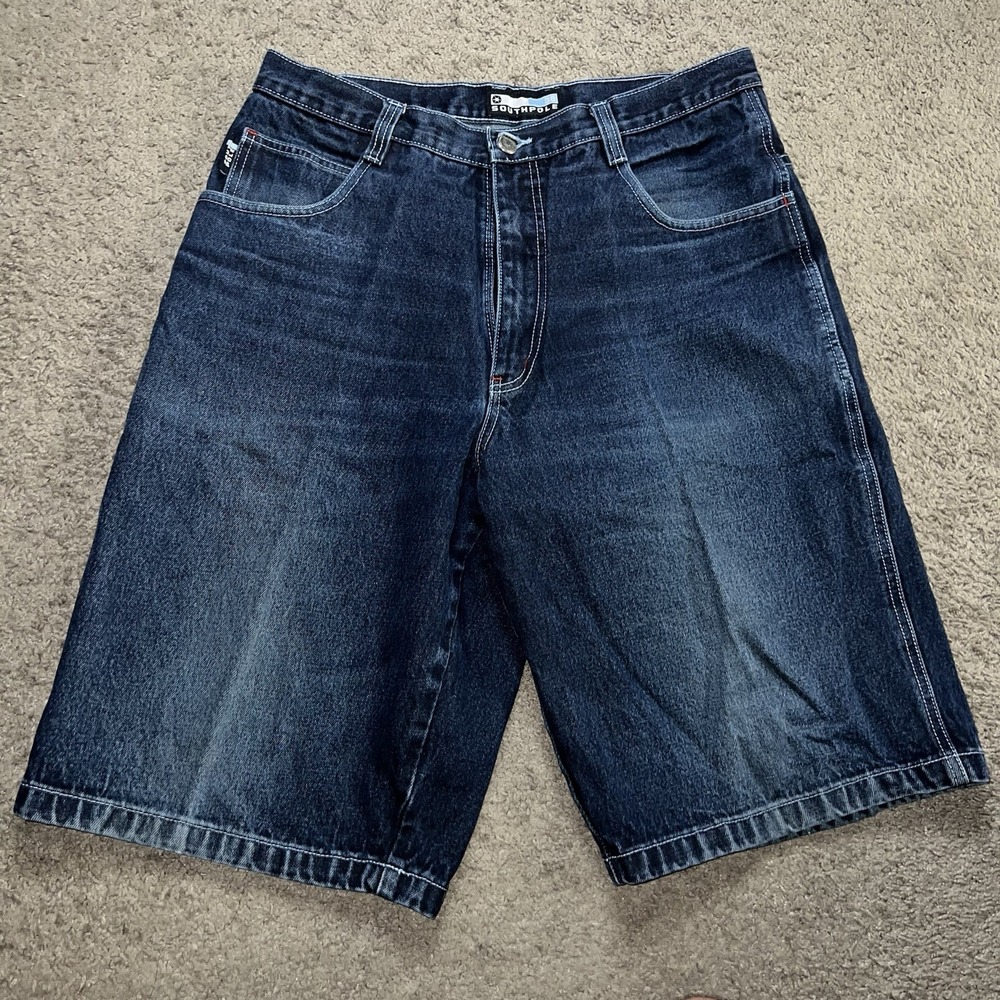 SouthPole Shorts Men's 36 Blue Baggy Wide Leg Skater Street Denim Jean VTG Y2K
